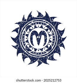 Blauziegenkopf Ikone in Not Grunge Stempel. 