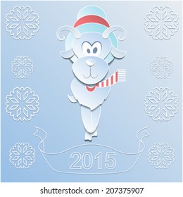 Blue Goator sheep, Symbol 2015. Vector cartoon illustration