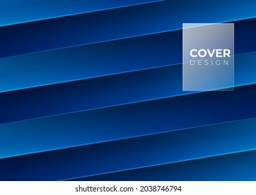 Blue and gold abstract background with modern minimal geometric shapes decoration. Vector illustration for presentation design with futuristic wavy stripes decoration