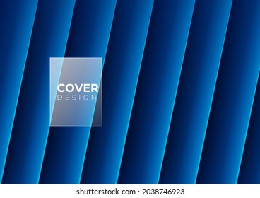 Blue and gold abstract background with modern minimal geometric shapes decoration. Vector illustration for presentation design with futuristic wavy stripes decoration