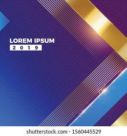 Blue and gold abstract vector background template design corporate celebration golden stripes indicating business growth open eps file