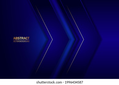Blue and gold arrows abstraction background vector illustration.