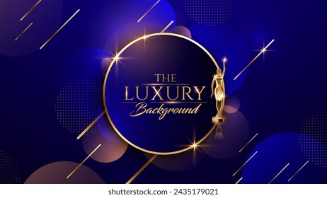 Blue and Gold Award Background. Creative Concept Template. Classy Premium Wedding Card. Grand Luxury Decorative Banner for Wedding and Birthday. Premium Congratulations Card. Event Invitation.