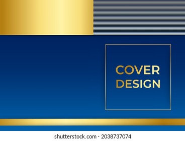 Fondo dorado azul con elementos de formas abstractas. Textura del pincel, diseño de patrones geométricos para banner, volante, afiche, folleto