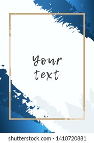 Blue and gold аbstract background with frame