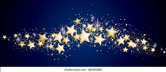 Blue and gold banner full vector elements