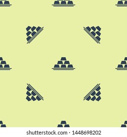 Blue Gold bars icon isolated seamless pattern on white background. Banking business concept.  Vector Illustration