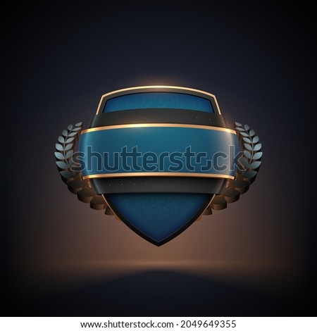 Blue gold and black shield template with wreath