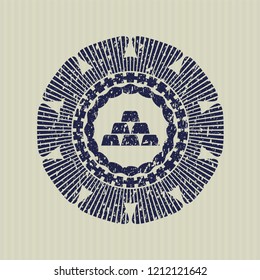 Blue gold bullion icon inside rubber texture