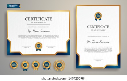 Blue Gold Certificate Appreciation Border Template Stock Vector ...