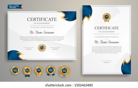 Blue Gold Certificate Appreciation Border Template Stock Vector ...