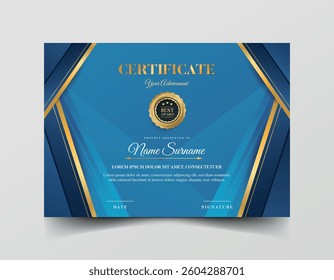 Blue and gold certificate with a gold best award suitable for recognizing outstanding achievements in competitions or awards ceremonies. Perfect for celebrating academic or professional success