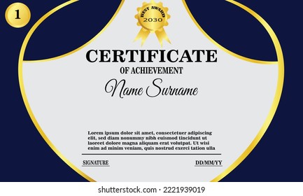 blue and gold certificate template. elegant certificate design for achievement and appreciation