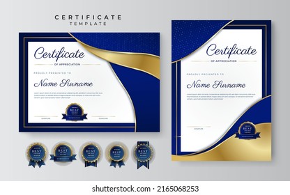 Blue Gold Certificate Template Modern Corporate Stock Vector (Royalty ...