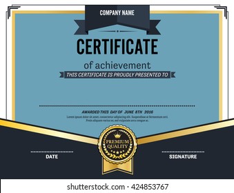 blue gold certificate template vector illustration design