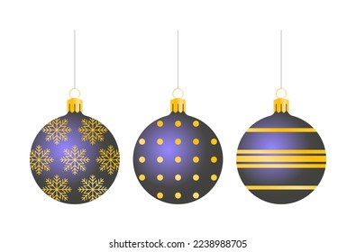 Blue and gold christmas balls illustration.