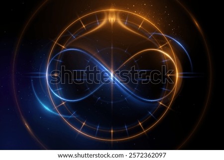 Blue and gold circle light effects with infinity sign
