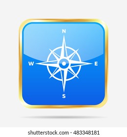 Blue and Gold Compass Button / Icon