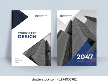 Blue and gold cover presentation templates elements on white background. Vector infographics. Use in Presentation, flier and leaflet, corporate report, marketing, advertising, annual report, banner