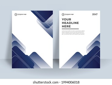 Blau-goldene Titelseiten-Vorlagen, Elemente auf weißem Hintergrund. Vektorgrafiken. Verwendung in Präsentationen, Flyer und Packungsbeilagen, Unternehmensbericht, Marketing, Werbung, Geschäftsbericht, Banner