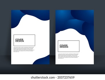 Blue and gold cover template design for company profile, annual report, brochure. Abstract blue background gradient color with golden elements