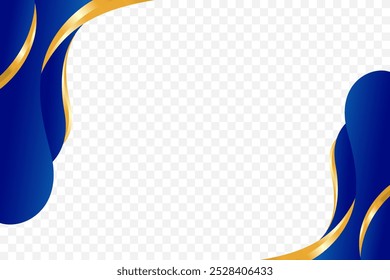 Blue and Gold curve wavy vector border for footer header background. Suitable for certificate, flyer, letterhead, banner, etc background