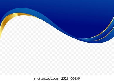 Borde de Vector ondulado de curva azul y dorado para el fondo del encabezado del pie de página. Conveniente para el fondo del certificado, del volante, del membrete, del Anuncio, del etc