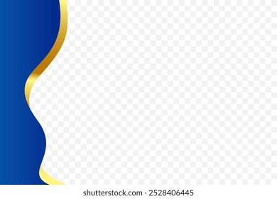 Borda de vetor ondulado de curva azul e dourada para plano de fundo do cabeçalho do rodapé. Adequado para certificado, folheto, papel timbrado, banner, etc fundo
