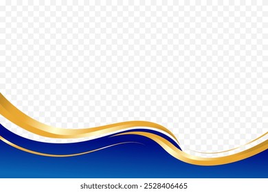 Borde de Vector ondulado de curva azul y dorado para el fondo del encabezado del pie de página. Conveniente para el fondo del certificado, del volante, del membrete, del Anuncio, del etc