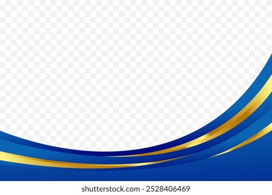 Blue and Gold curve wavy vector border for footer header background. Suitable for certificate, flyer, letterhead, banner, etc background