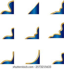 Blue and Gold curve wavy vector border for footer header background.