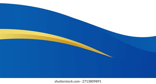 Borde de Vector ondulado de curva azul y dorado para el fondo del encabezado del pie de página. Ilustración vectorial