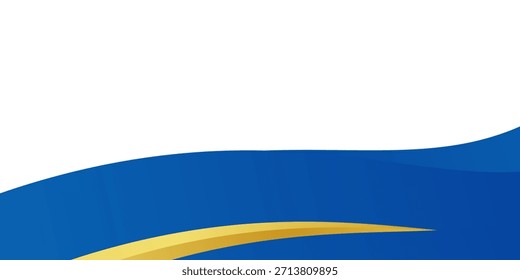 Borde de Vector ondulado de curva azul y dorado para el fondo del encabezado del pie de página. Vector EPS 10