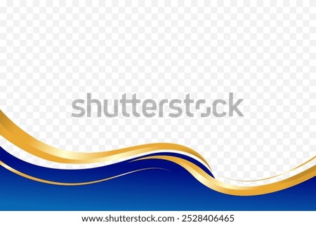 Blue and Gold curve wavy vector border for footer header background. Suitable for certificate, flyer, letterhead, banner, etc background
