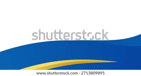 Blue and Gold curve wavy vector border for footer header background. Vector EPS 10