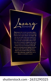 Blue and Gold Decorative Greeting Card, Luxurious Traditional Style with Creative Corners. Elegant Event Flyer with Royal Frame and Minimalist Background Designa