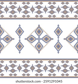 Blue and gold ethnic boho seamless pattern. Traditional ornament. Tribal pattern. Navajo, geometric, native American styles. Idea for fabric borders, wallpaper, textiles, and rugs.