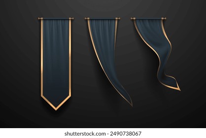 Blue and gold flags with shadows