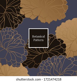 Hintergrund blauer und goldener Blumen