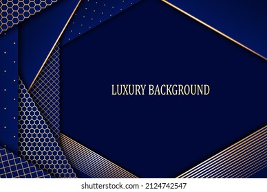 Blue and gold geometric background. Vector illustration.