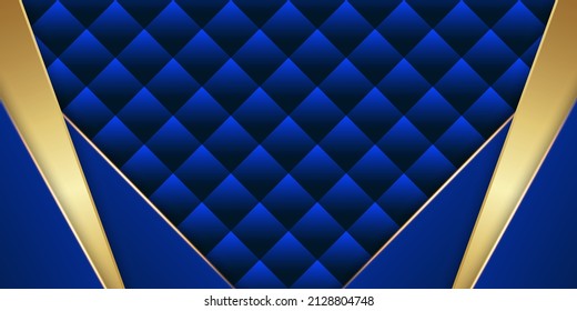 Blue and gold geometric background. Vector illustration.