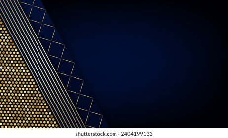 Blue and gold geometric background. Vector illustration.