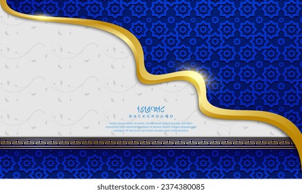 Blue and gold islamic background with light