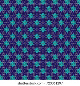 blue and gold jewish star pattern