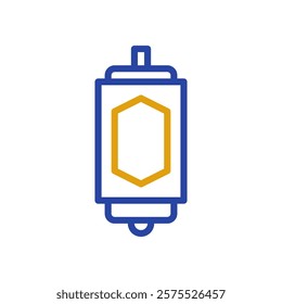 Blue and gold lantern line art illustration