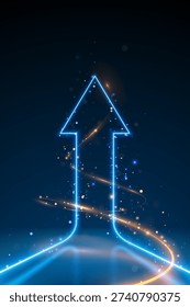 Blue and gold light arrow with sparks effect