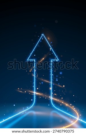 Blue and gold light arrow with sparks effect