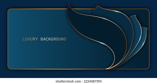 Blue and gold lines geometric shape abstract art background vector. Luxury style modern design