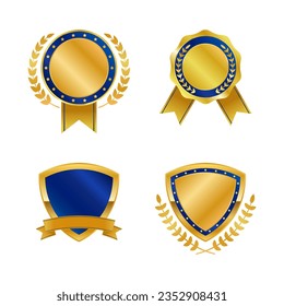 Blue and gold Luxurious Emblem Collection | High-Quality Vectors