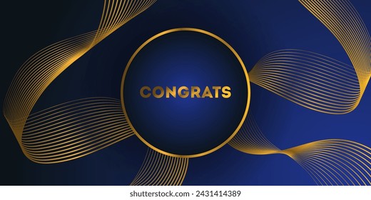 Blue and gold luxury abstract background with glowing golden wave. Modern blue gradient flowing gold wave lines. Shiny futuristic technology concept. Vector illustration